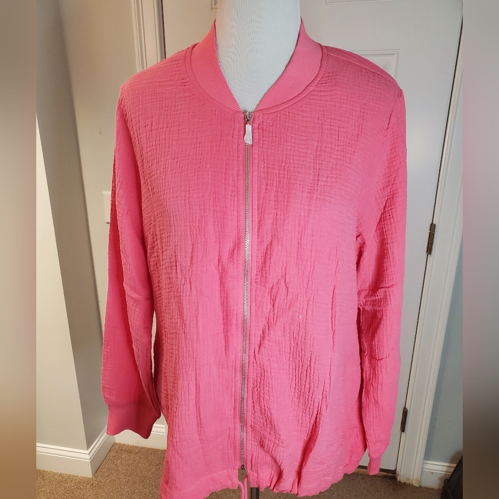 Belle Beach By Kim Gravel Gauze Zip Front Jacket